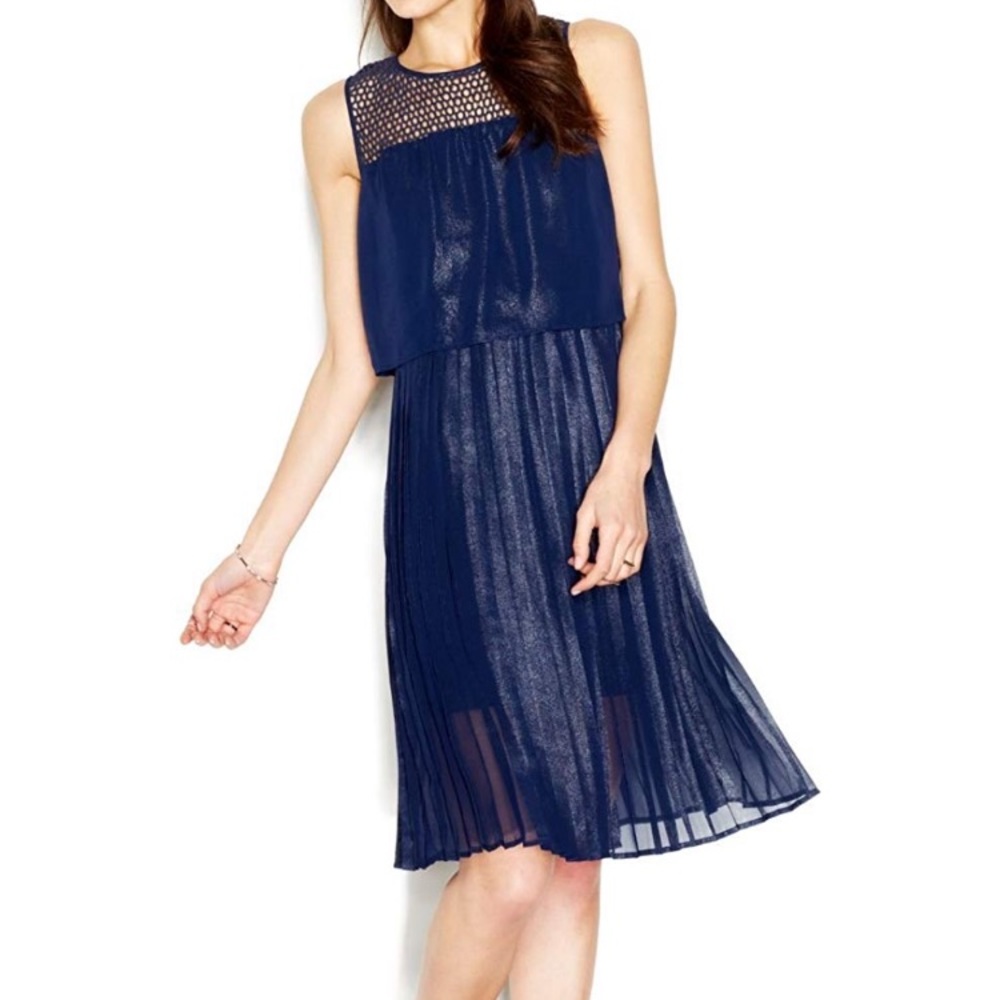Maison Jules Illusion Shimmer Pleated Dress